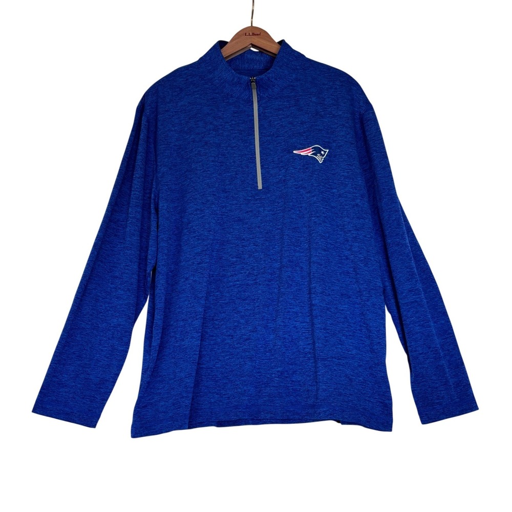 NFL Team Apparel New England Patriots Quarter Zip Pullover Mens XL Blue Heather